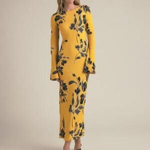 Favorite Daughter The Truly Madly Dress Buttercup Fleur Long Sleeve Dress Size L